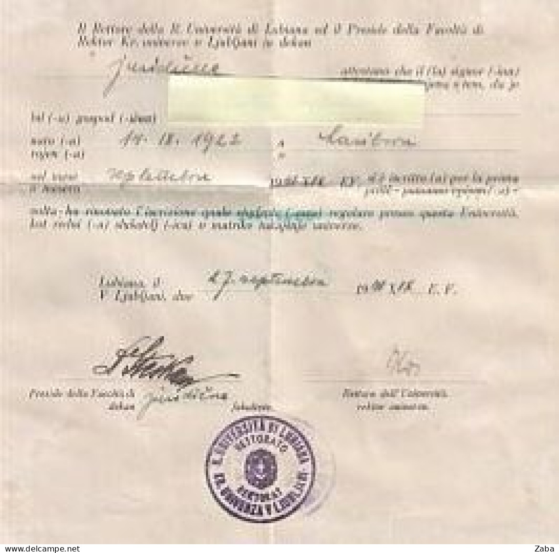 Document+Stamps, Italian Occupation Lubiana - Célébrités