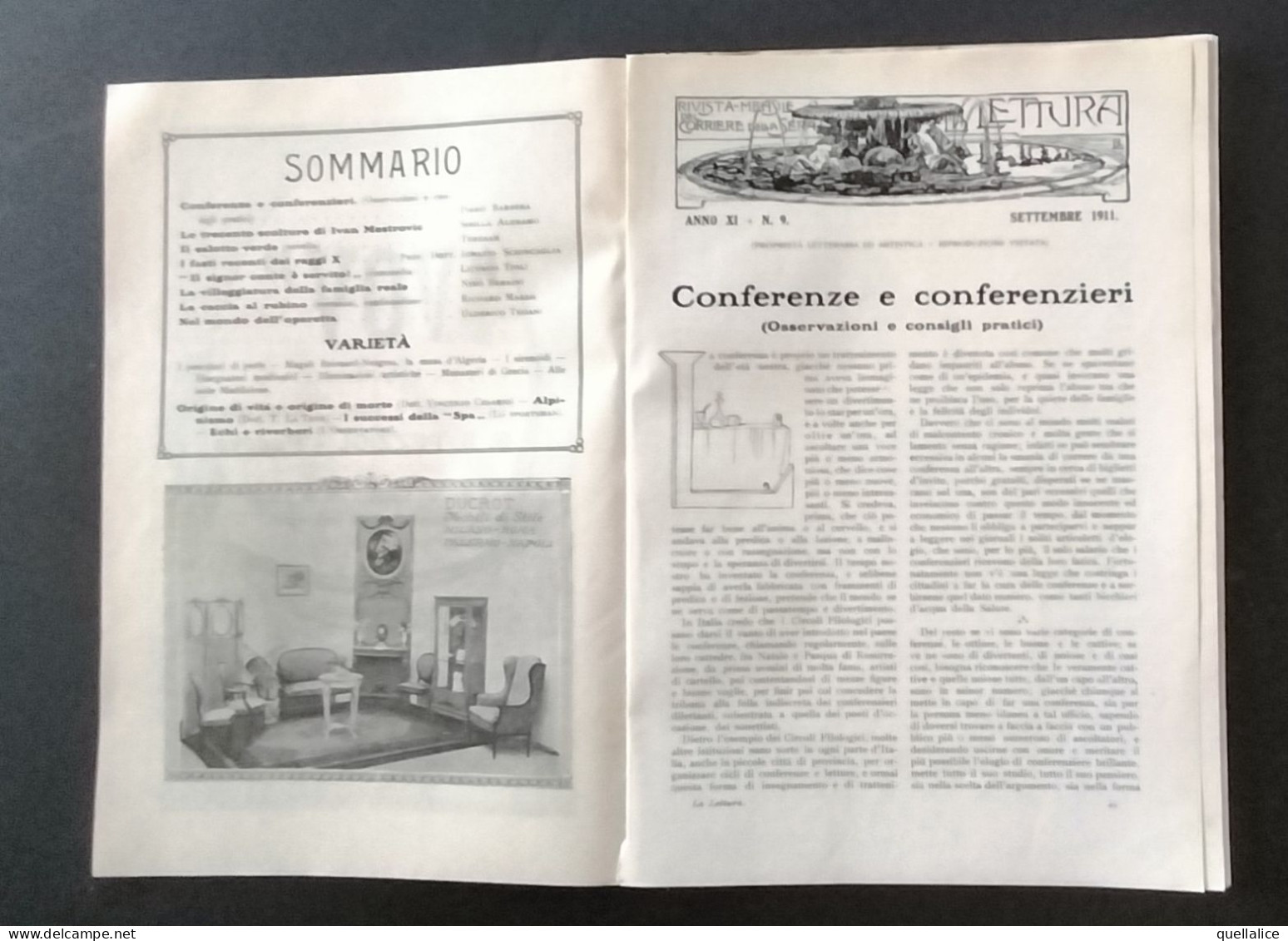 03927 "LA LETTURA - RIVISTA MENSILE ILLUSTRATA DEL CORRIERE DELLA SERA  - ANNO XI N. 9 SETTEMBRE 1911" ORIG. - Other & Unclassified