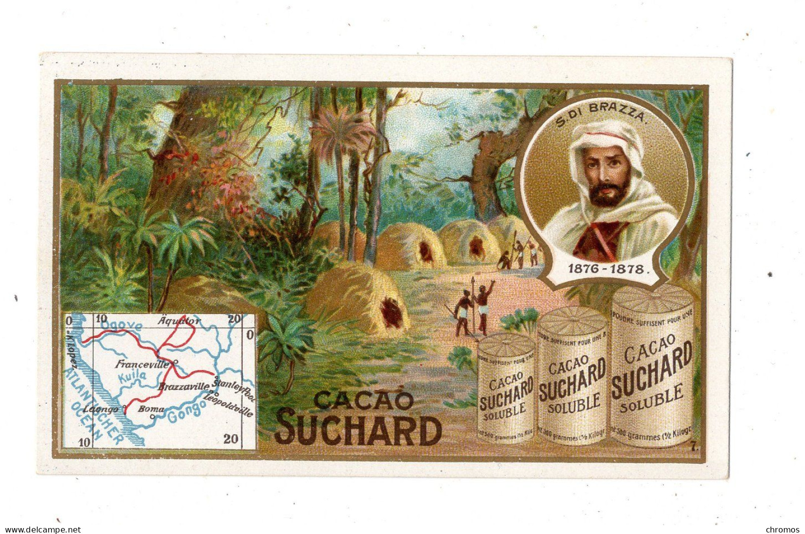 Chromo Chocolat Suchard, S 127 / 7, Serie D'exploratuers (de Rivières), Brazza, Congo, Afrique - Suchard