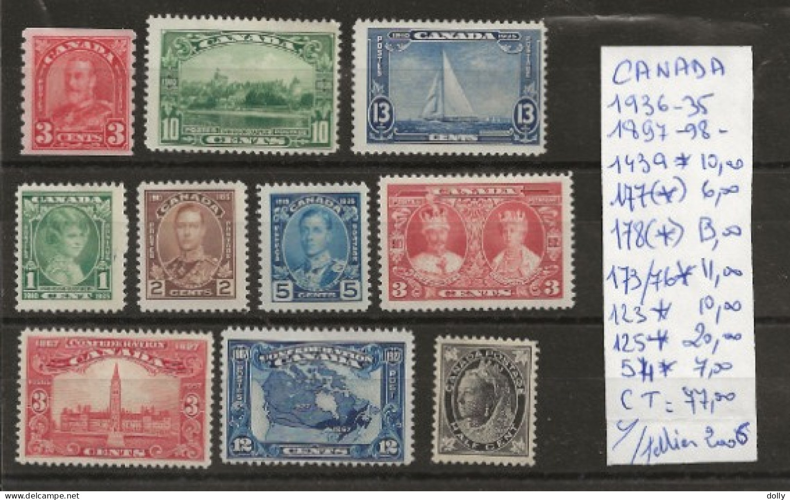 TIMBRE DU CANADA NEUF **/* DE 1897 A 1936   Nr VOIR SUR PAPIER AVEC TIMBRES COTE 77.00  € - Nuevos