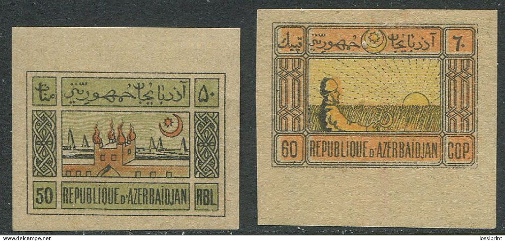 Azerbaijan:Russia:Unused Stamps 50 And 60 Roubles 1919, MNH - Azerbeidzjan