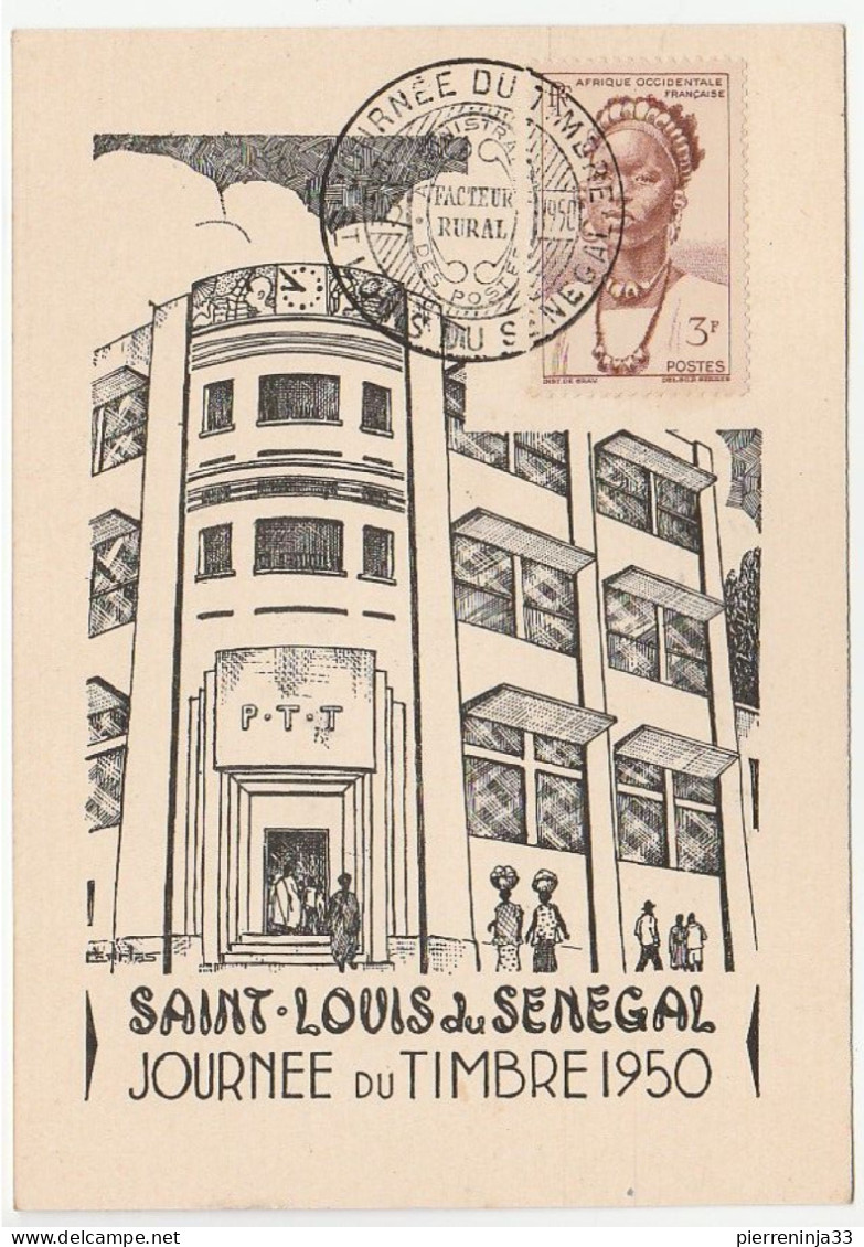 Carte Journée Du Timbre 1950,  St Louis Du Sénégal - Brieven En Documenten