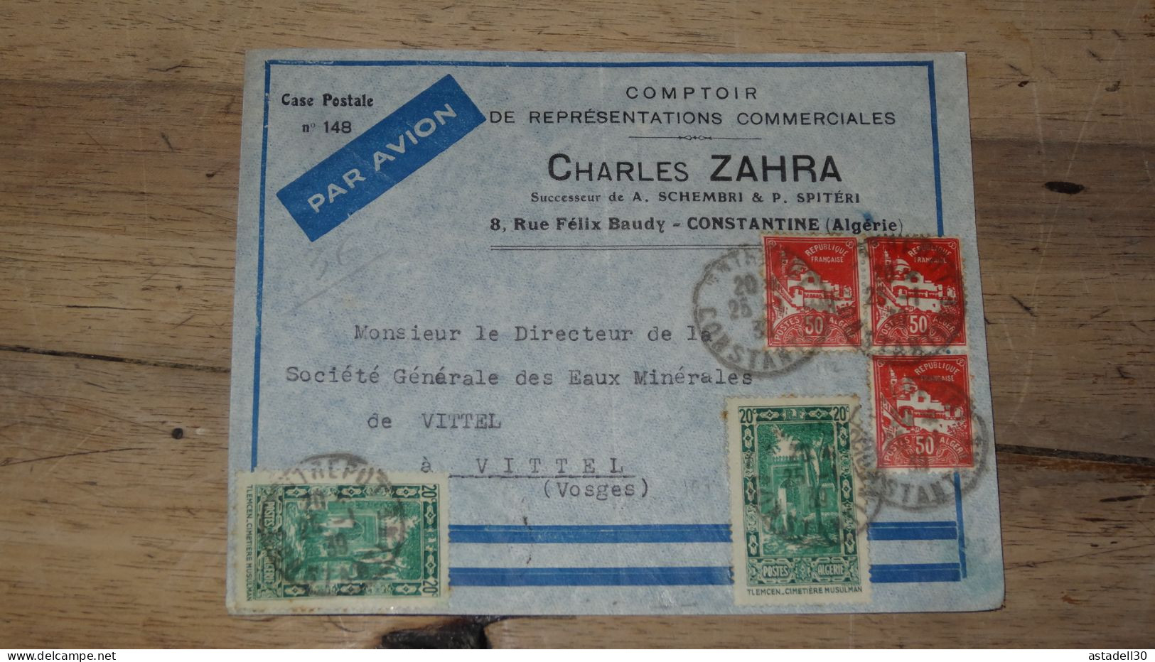 Enveloppe ALGERIE,  Avion, Constantine - 1939 ............ Boite1.......... 240424-7 - Briefe U. Dokumente