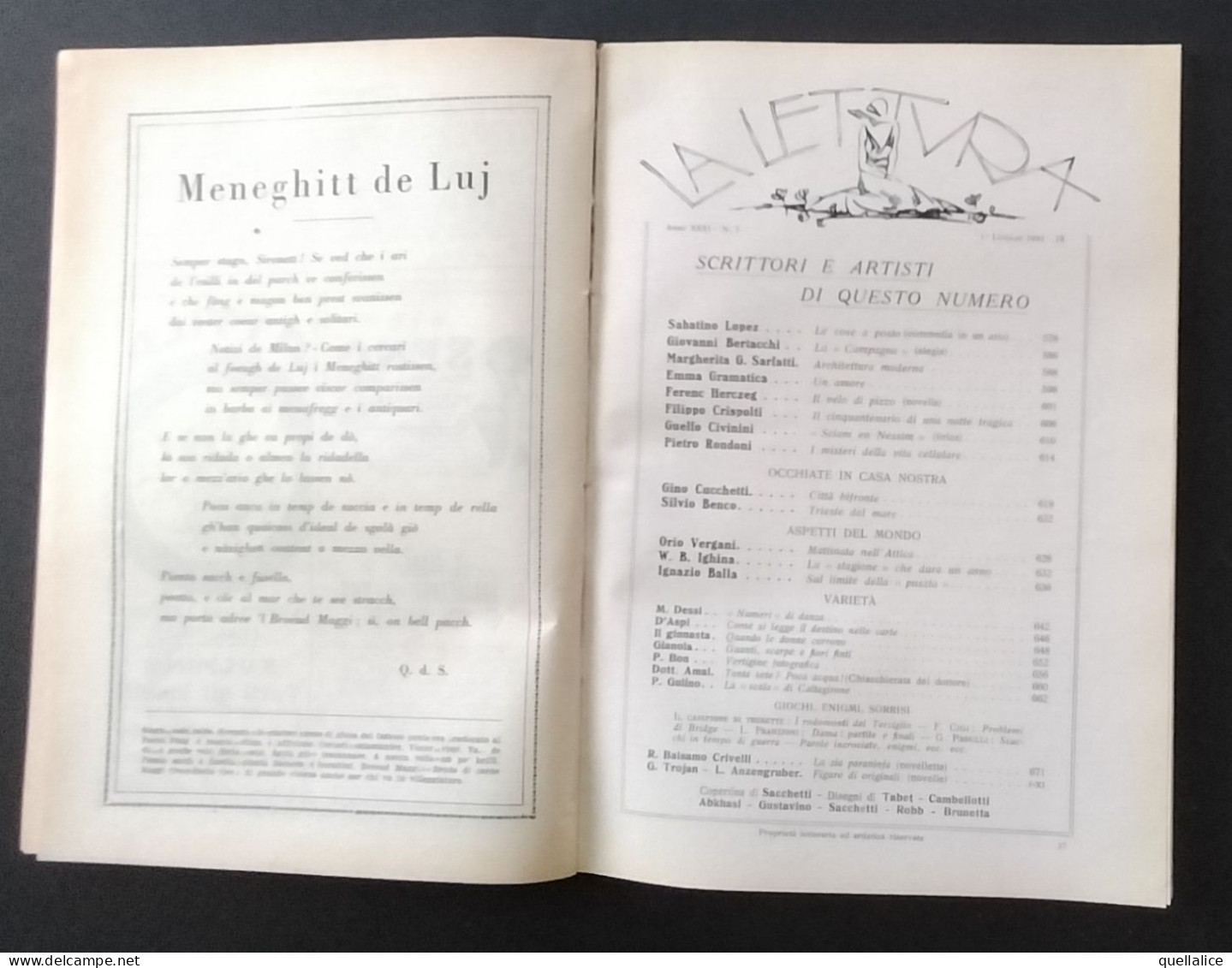 03928 "LA LETTURA - RIVISTA MENSILE ILLUSTRATA DEL CORRIERE DELLA SERA  - ANNO XXXI N. 7 LUGLIO 1931" ORIG. - Other & Unclassified