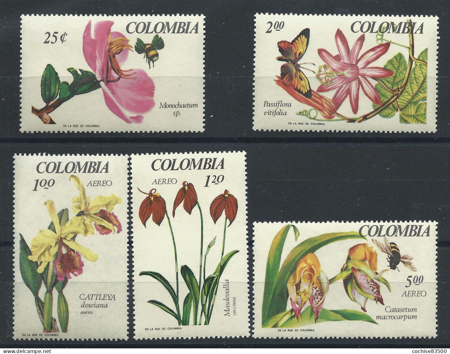 Colombie N°628/29+PA 470/72** (MNH) 1967 - Fleurs "Orchidée" - Colombia