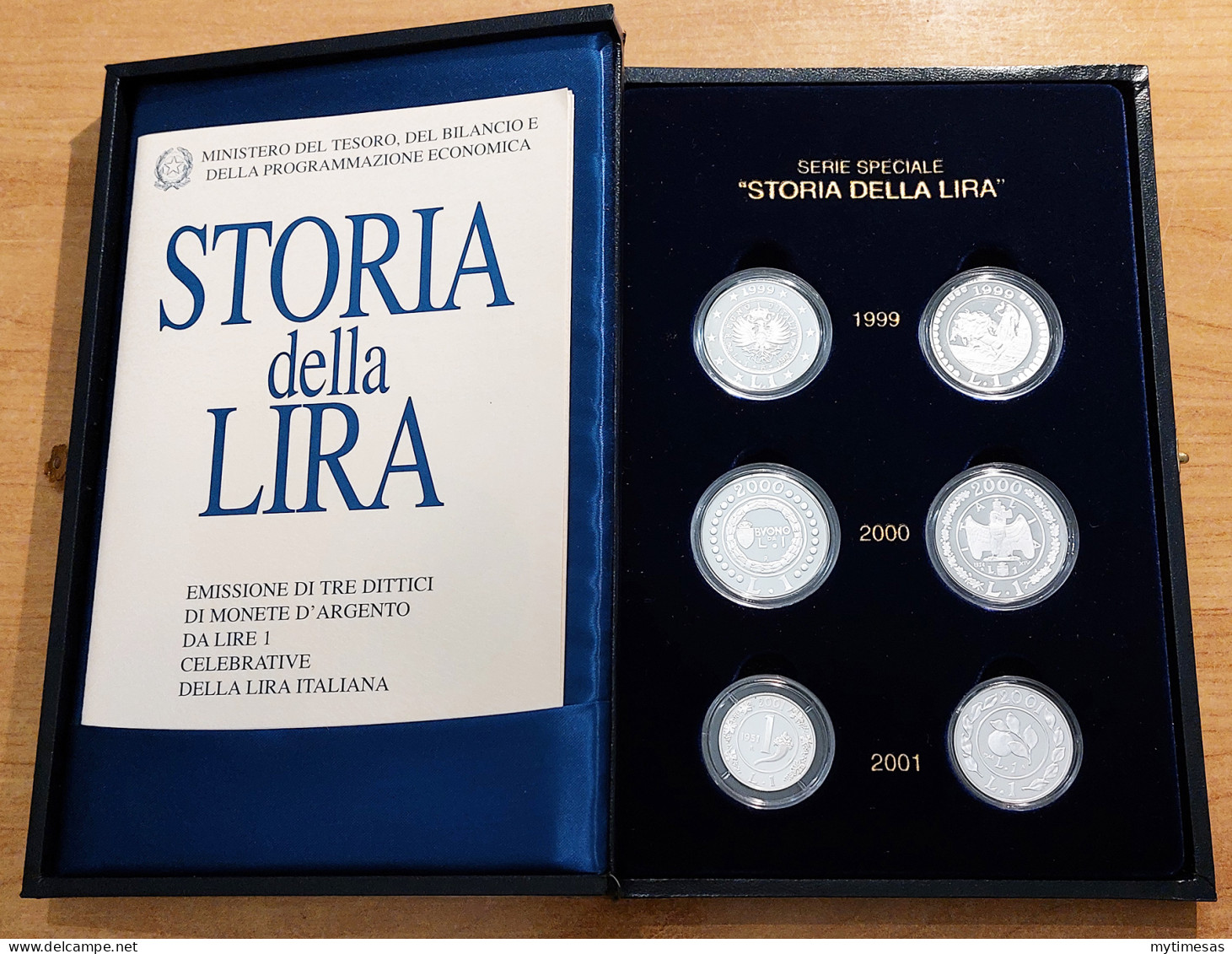 1999-2001 Italia Storia Della Lira 6 Coins In Silver Proof - Altri & Non Classificati