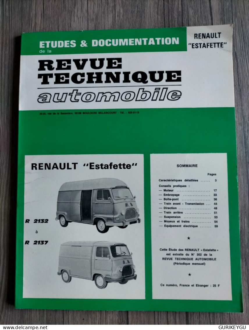 RARE Revue Technique Automobile RENAULT Estafette R 2132-2133-2134 à 2137 NEUF - Autres & Non Classés