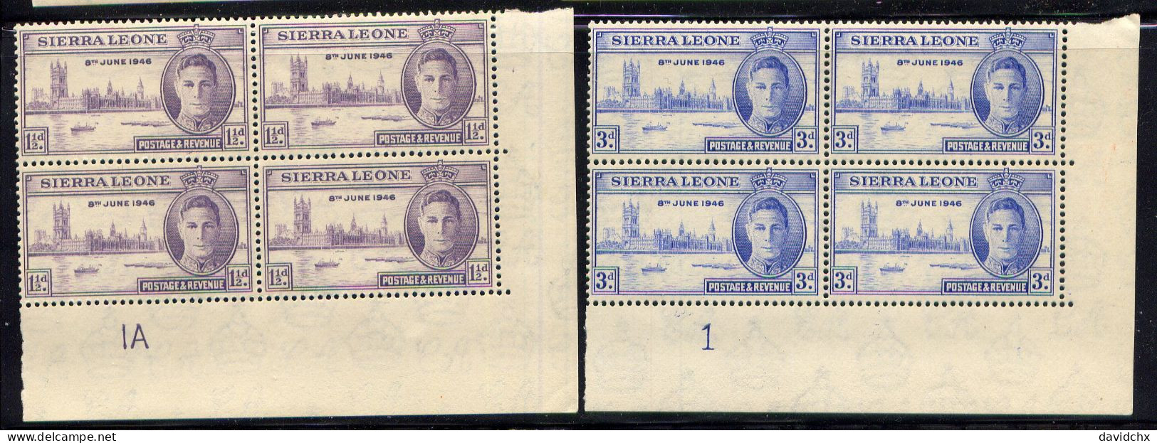 BRITISH EMPIRE, 1946 PEACE ISSUE, 5 DIFFERENT PLATE BLOCK SETS, MLH - Somaliland (Protectoraat ...-1959)