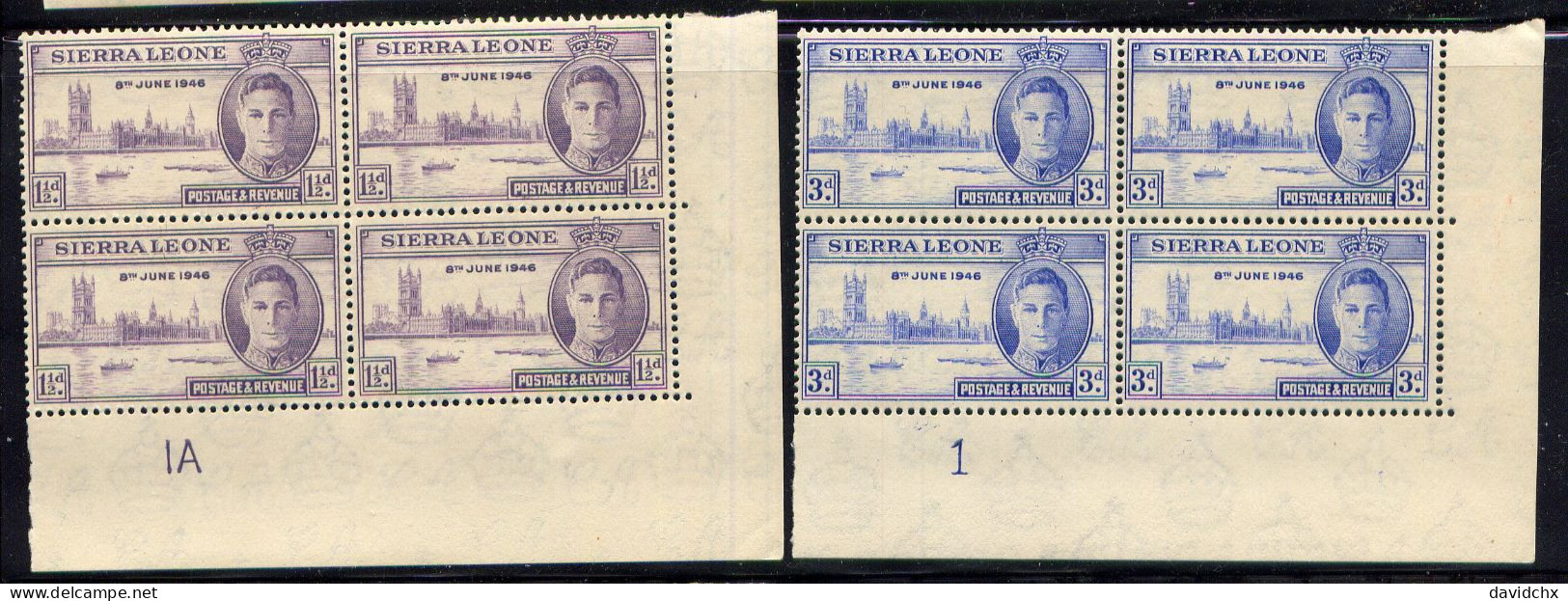 BRITISH EMPIRE, 1946 PEACE ISSUE, 5 DIFFERENT PLATE BLOCK SETS, MLH - Somaliland (Protettorato ...-1959)