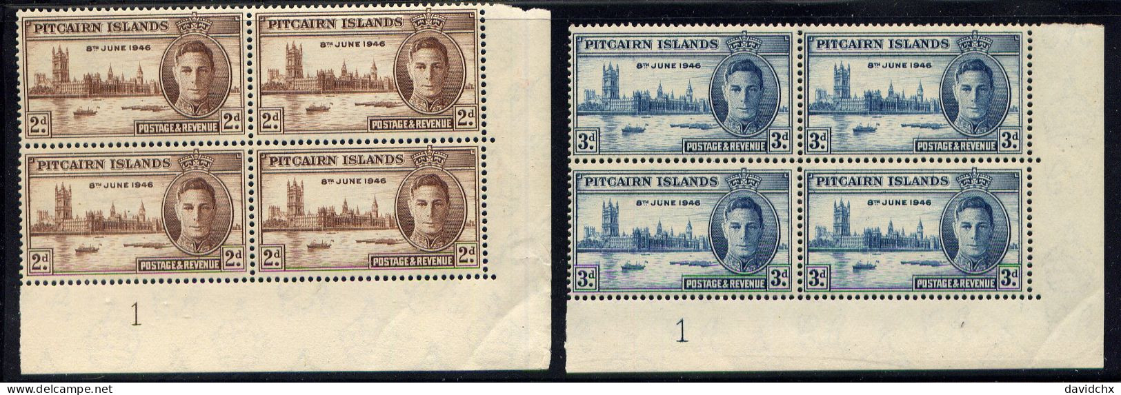 BRITISH EMPIRE, 1946 PEACE ISSUE, 5 DIFFERENT PLATE BLOCK SETS, MLH - Somaliland (Protectorate ...-1959)