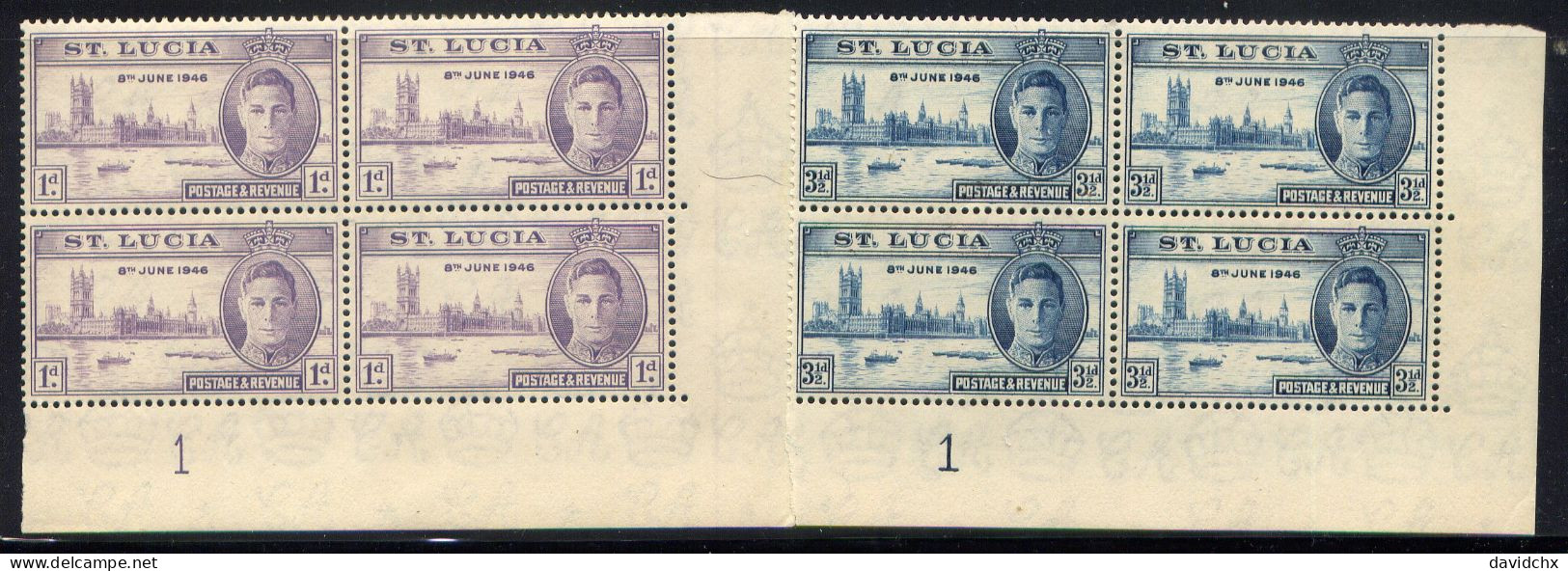 BRITISH EMPIRE, 1946 PEACE ISSUE, 5 DIFFERENT PLATE BLOCK SETS, MLH - Somaliland (Protectoraat ...-1959)