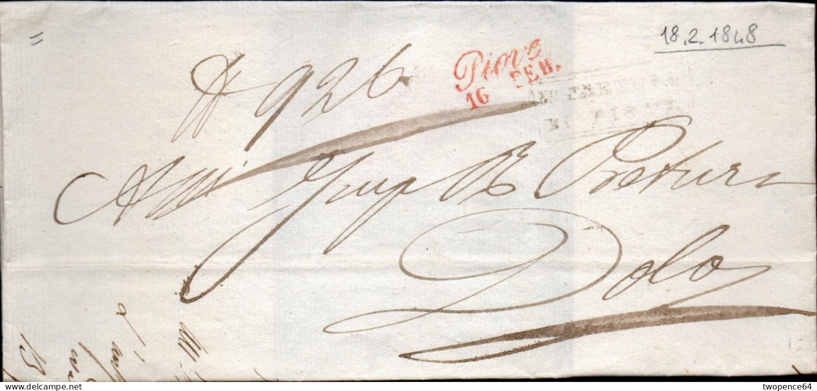 B32 - LETTERA PREFILATELICA DA PIOVE A DOLO 1848 - 1. ...-1850 Prephilately