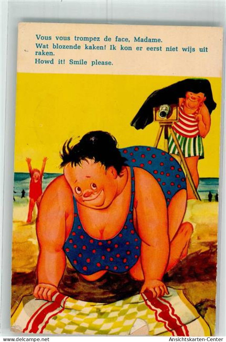 39743605 - Humor Bademode Dicke Frau Kuenstlerkarte Comik - Altri & Non Classificati