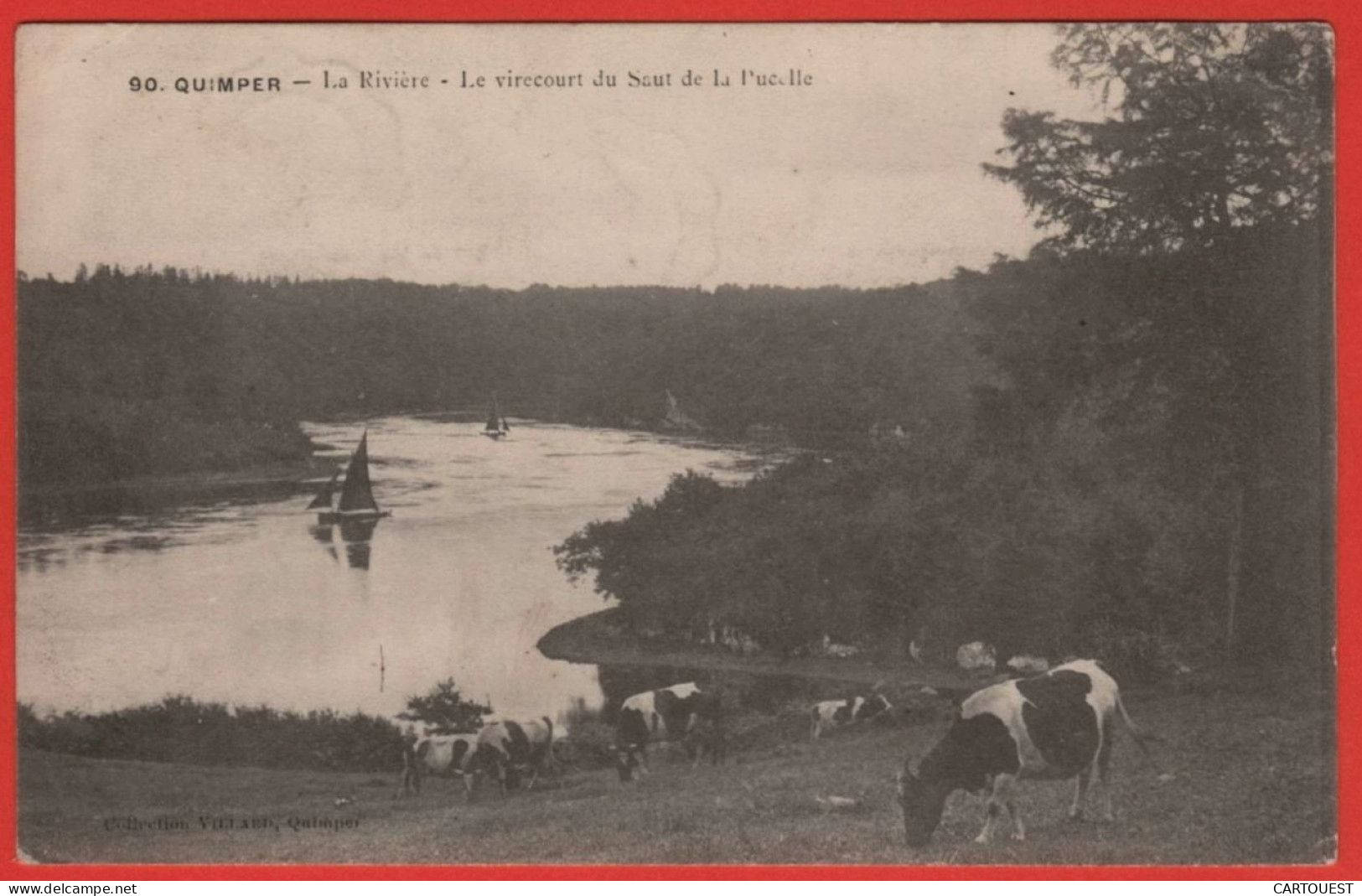 CPA QUIMPER - Rivière Vire-Court Du Saut De La Pucelle - Vache - 1907 Cachet AMBULANT - Quimper