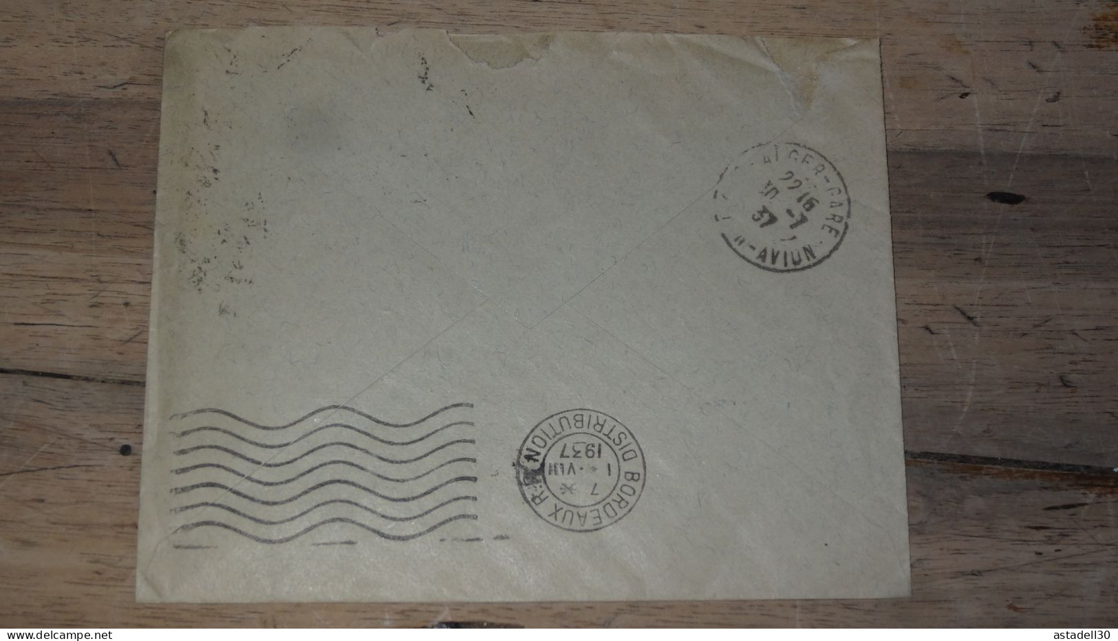 Enveloppe ALGERIE,  AVION  - Alger - 1937 ............ Boite1.......... 240424-15 - Cartas & Documentos