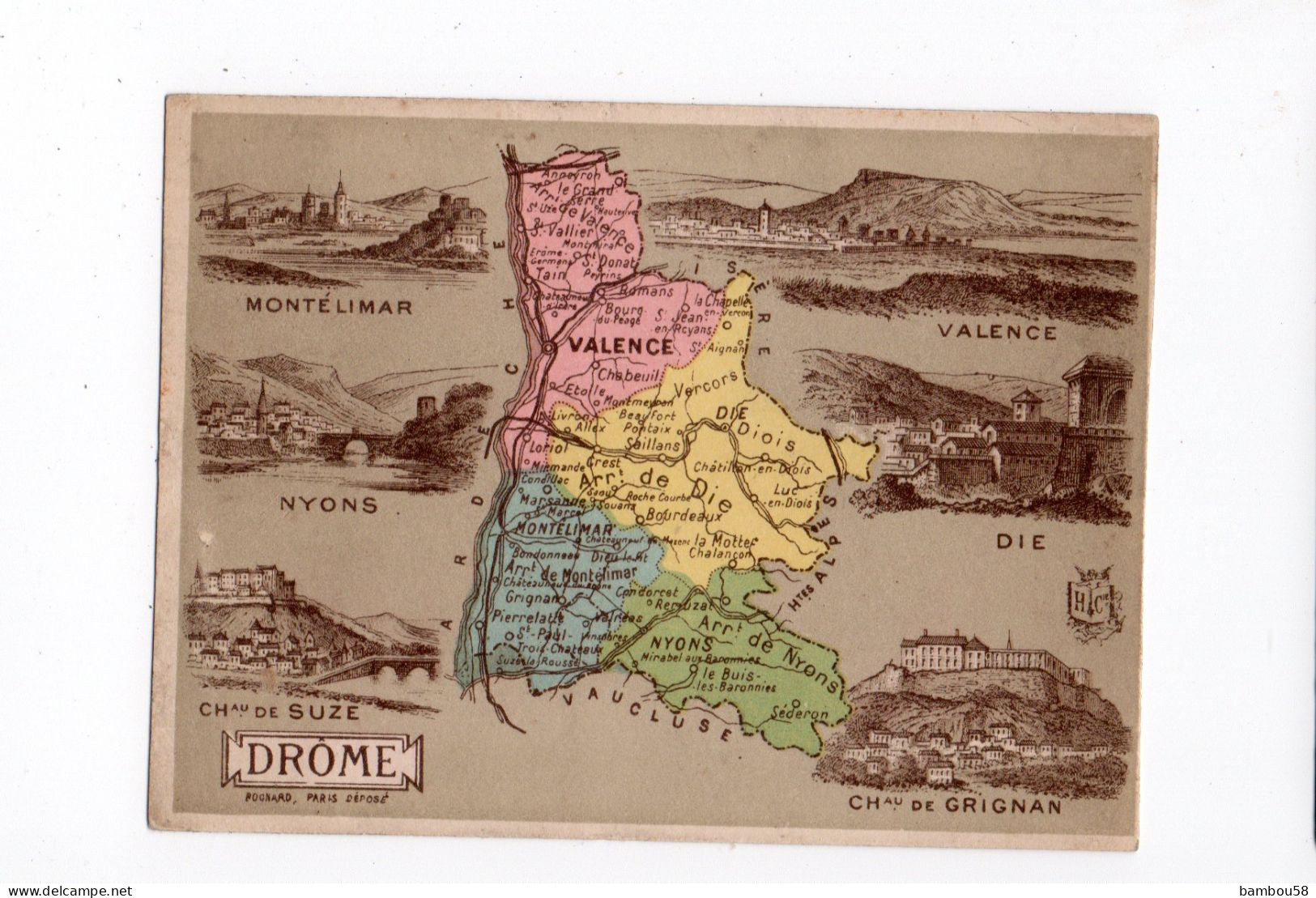 CARTE DEPARTEMENT DROME * MONTELIMAR * NYONS * VALENCE * DIE * CHATEAUX SUZE & GRIGNAN * - Andere & Zonder Classificatie