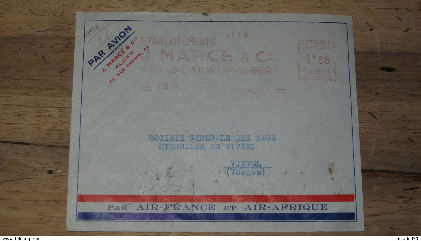 Enveloppe ALGERIE,  Air France Et Air Afrique, Alger - 1937 ............ Boite1.......... 240424-16 - Cartas & Documentos