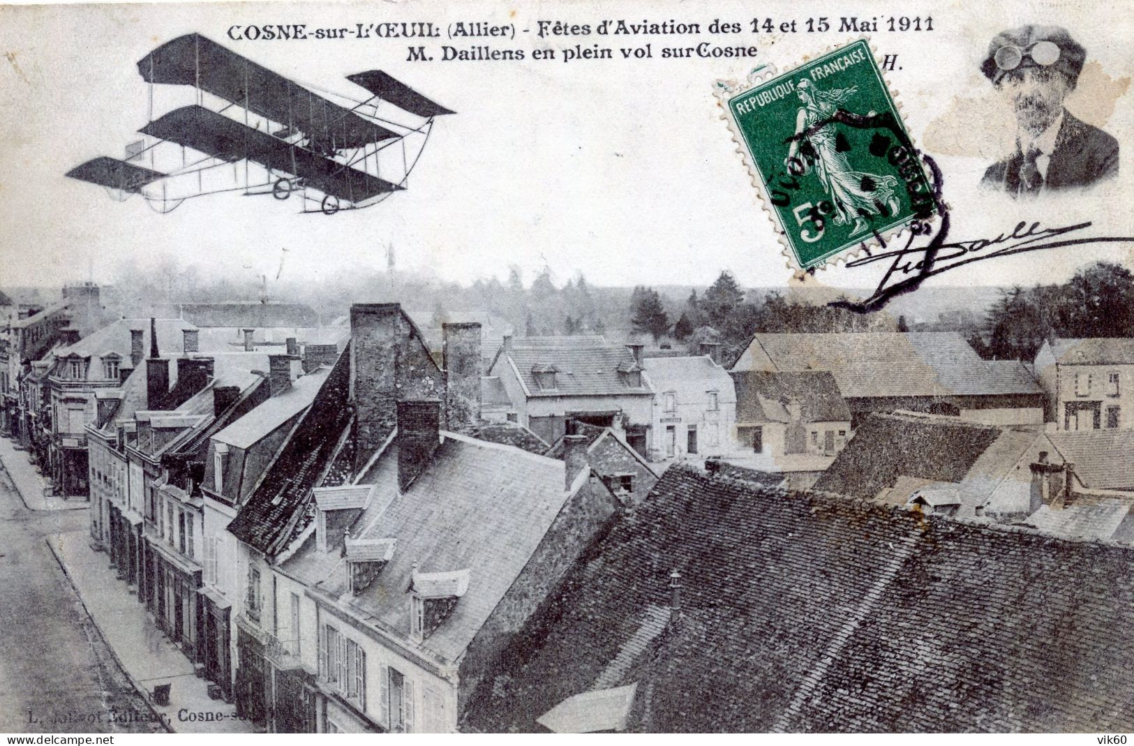 03   COSNE SUR ALLIER FETE DE L'AVIATION 1911  MR DAILLENS  EN PLEIN VOL - Autres & Non Classés