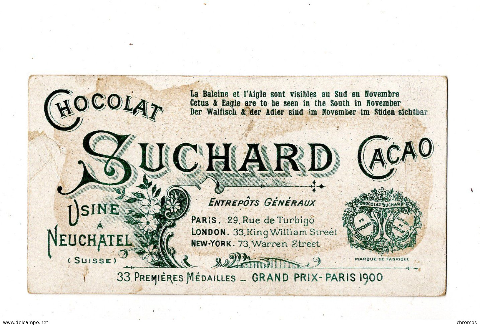 Chromo Chocolat Suchard, S 111 / F, Serie D' Zodiaque - Suchard