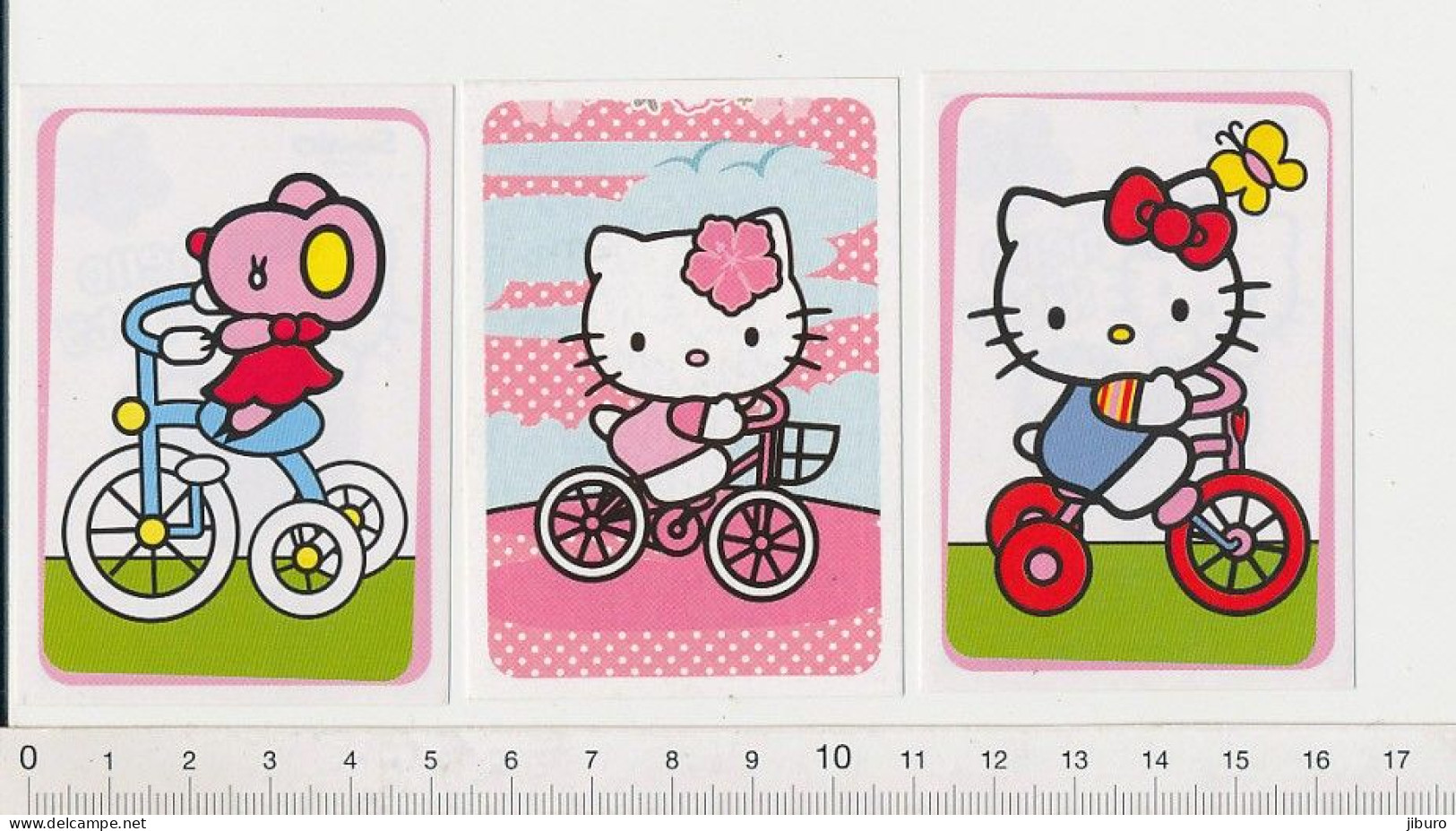 Lot De 3 Stickers Panini Hello Kitty 47-42-49 Humour Vélo Bicyclette Tricycle IM 169/6 - Italienische Ausgabe