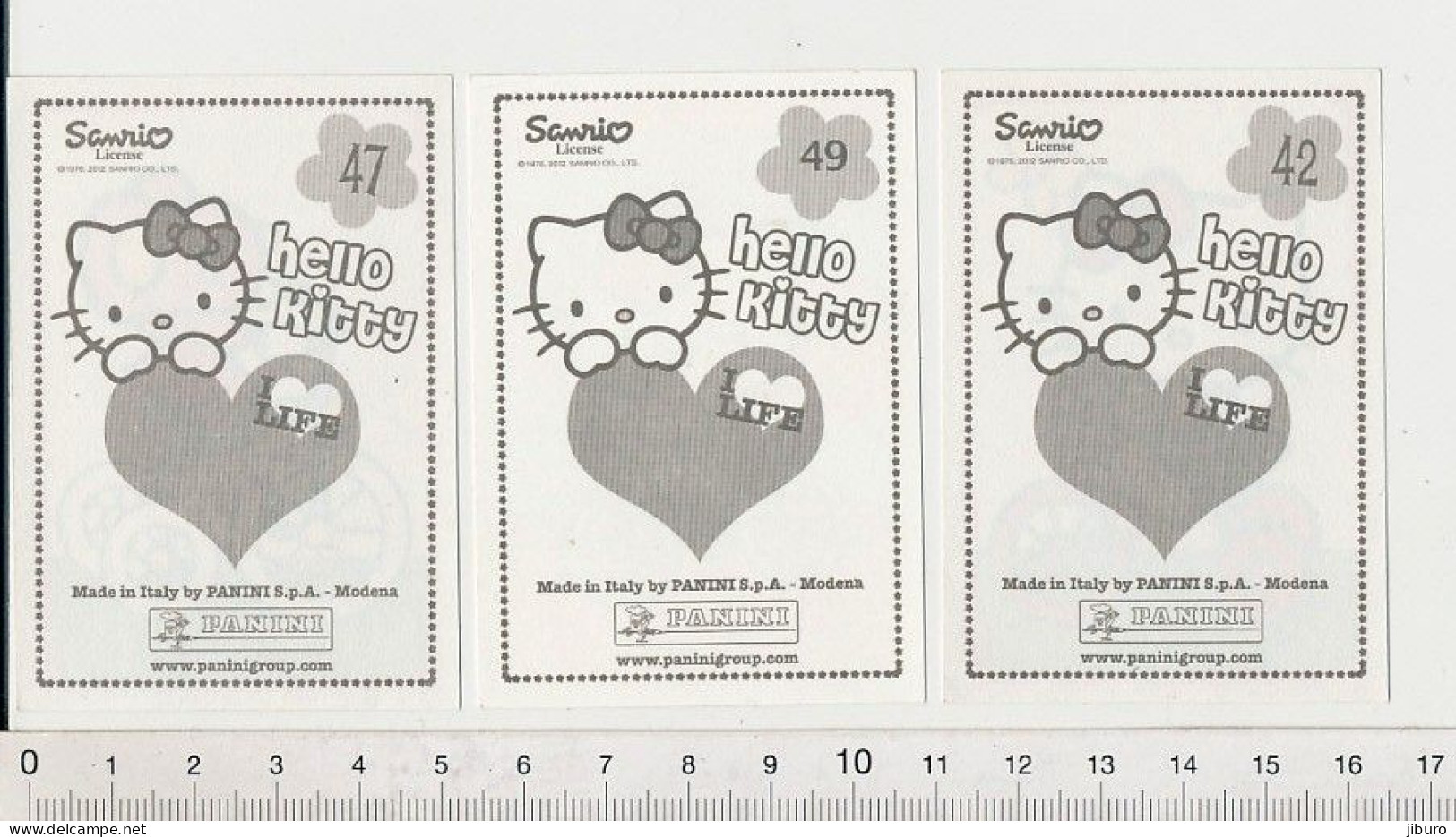 Lot De 3 Stickers Panini Hello Kitty 47-42-49 Humour Vélo Bicyclette Tricycle IM 169/6 - Italienische Ausgabe