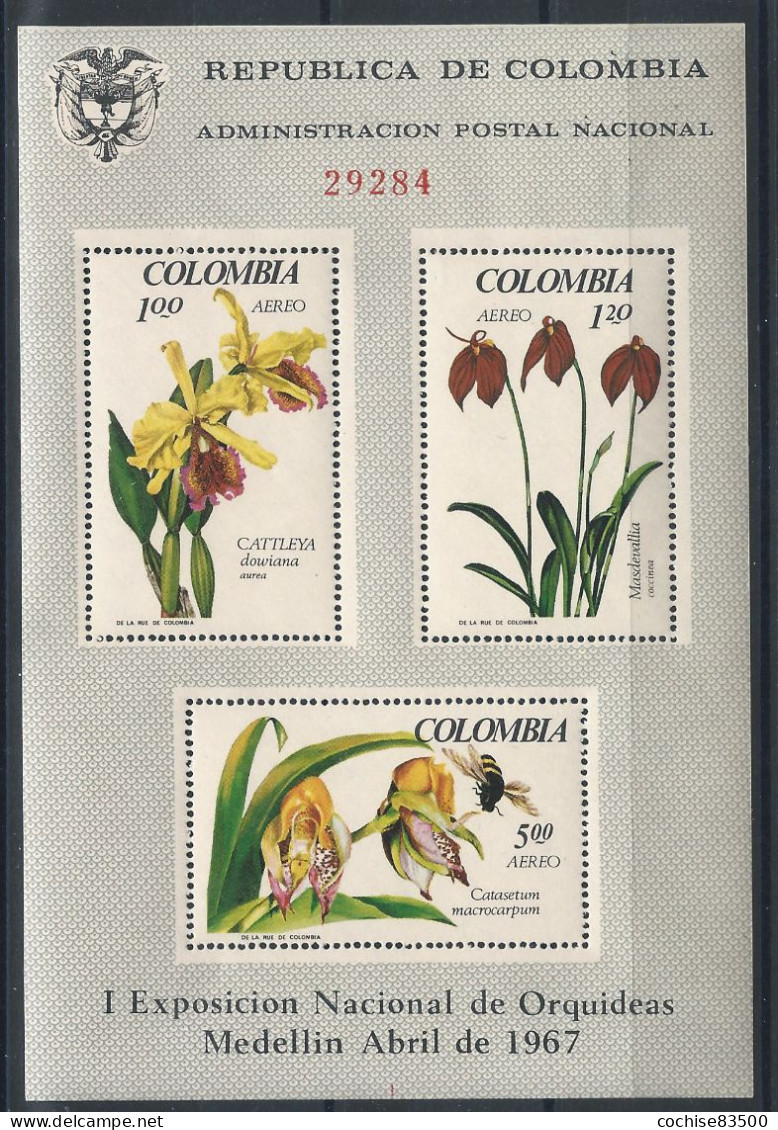 Colombie Bloc N°27** (MNH) 1967 - Fleurs "Orchidée" - Kolumbien