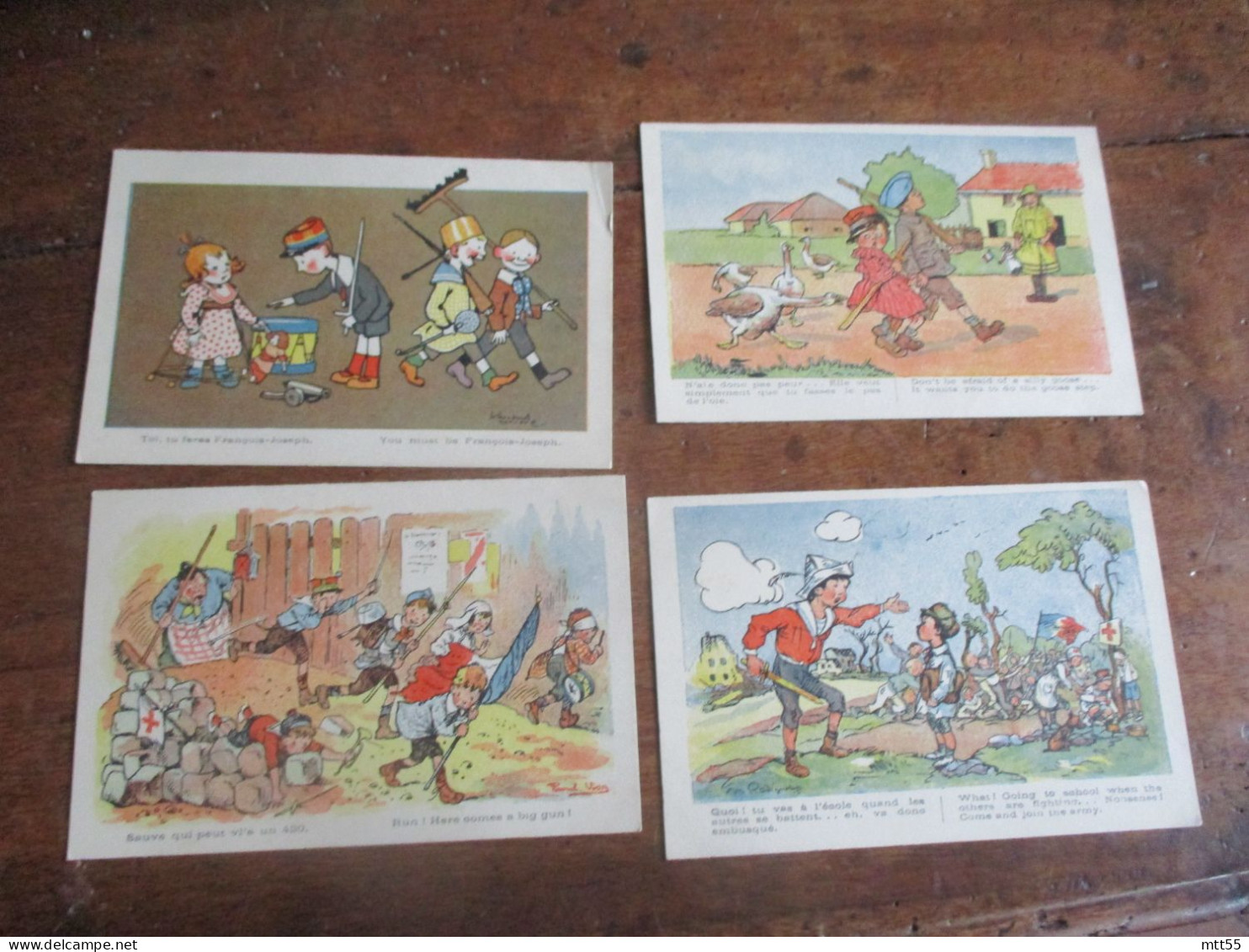 WW 1 LOT DE CARTE PATRIOTIQUE  ILLUSTRATEUR ENFANT SOLDAT LOT DE 5 CPA - War 1914-18