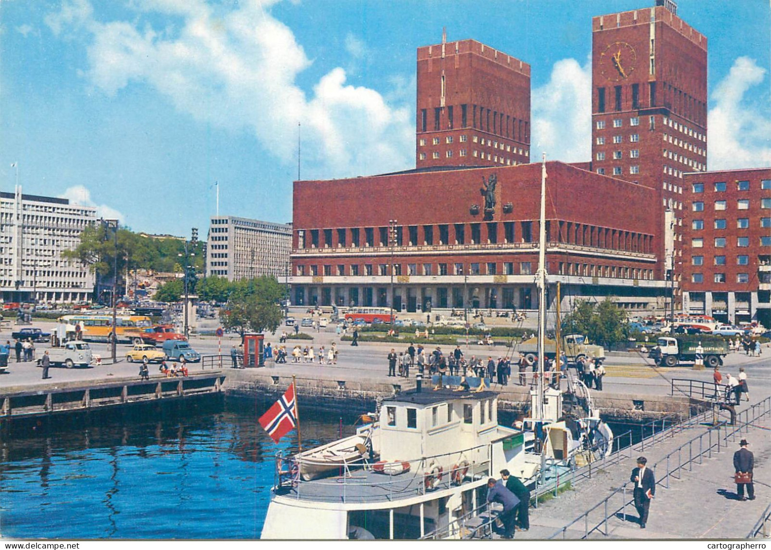 Navigation Sailing Vessels & Boats Themed Postcard Oslo City Hall - Sailing Vessels