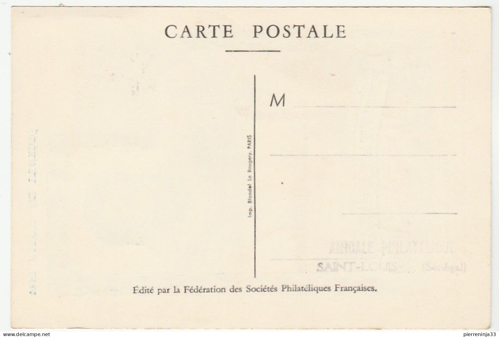 Carte Journée Du Timbre 1946, A.O.F. St Louis - Cartas & Documentos