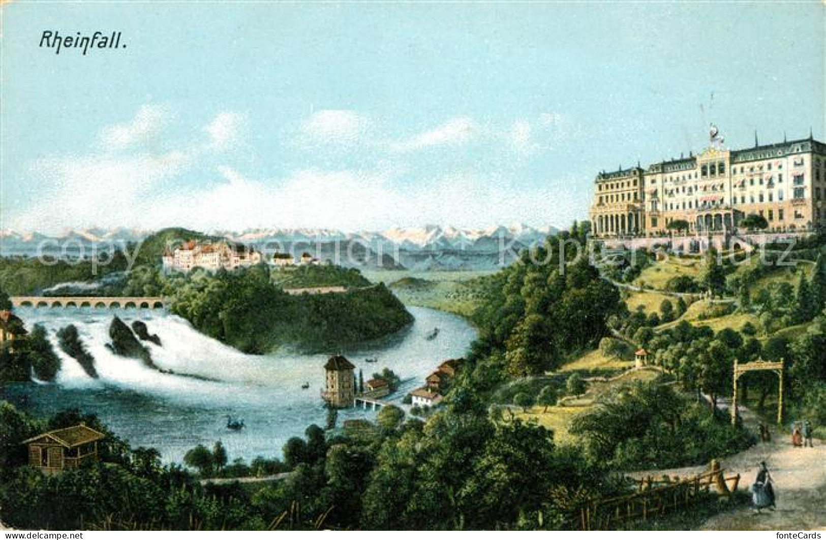 13069588 Rheinfall SH Panorama Hotel Alpen Litho Neuhausen Am Rheinfall - Sonstige & Ohne Zuordnung