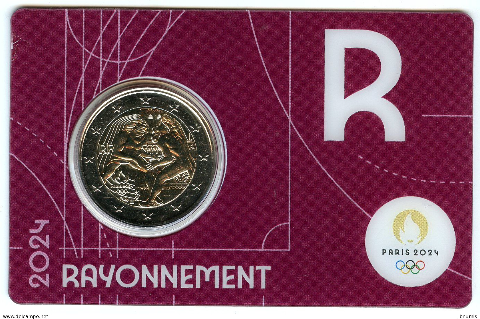 France 2 Euro 2024 Paris JO Jeux Olympiques Rayonnement Coin Card BU - Francia