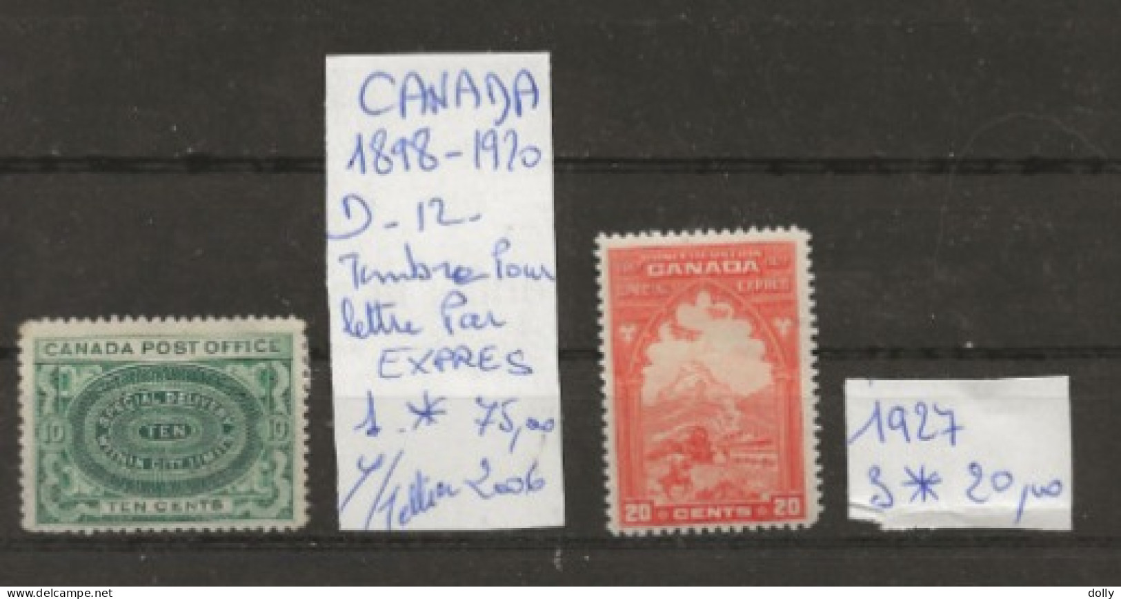 TIMBRE DU CANADA NEUF **/* DE 1898/1920 TIMBRE POUR LETTRE PAR EXPRES Nr VOIR SUR PAPIER AVEC TIMBRES COTE 95.00 € €  € - Eilbriefmarken