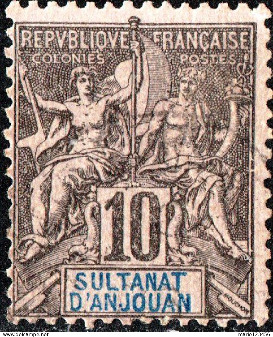 ANJOUAN, ALLEGORIA TIPO “GROUPE”, 1892, NUOVI (MLH*) Mi:FR-AJ 5, Scott:FR-AJ 5, Yt:FR-AJ 5 - Unused Stamps