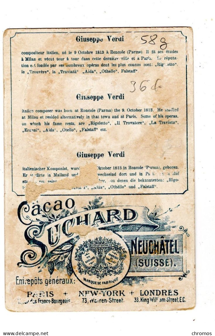 Chromo Chocolat Suchard, S 58 / G, Serie De Compositeurs, Verdi - Suchard