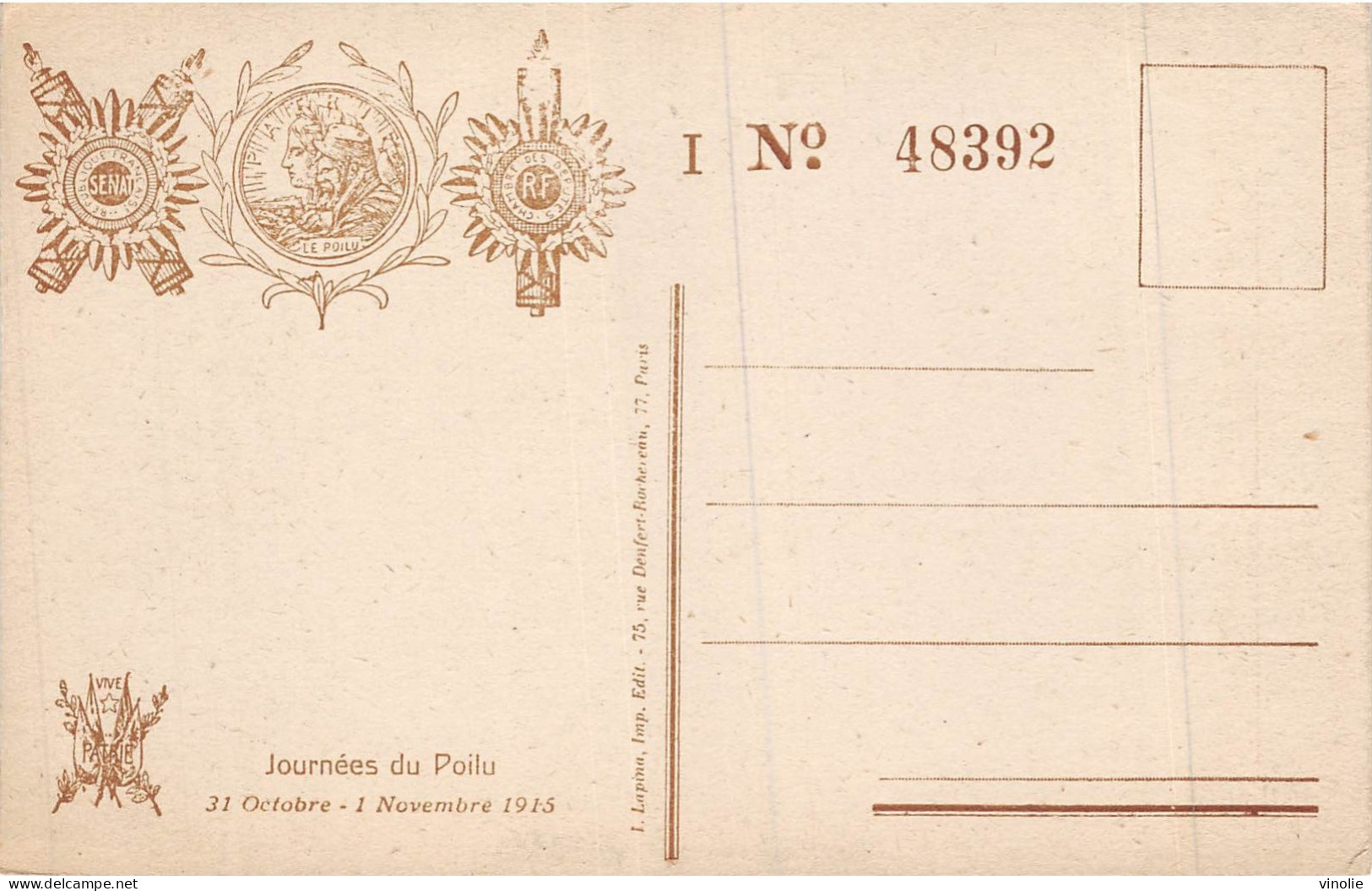 24-5270 : CARTE ILLUSTREE. JOURNEE DU POILU. EDITION LAPINA - Weltkrieg 1914-18