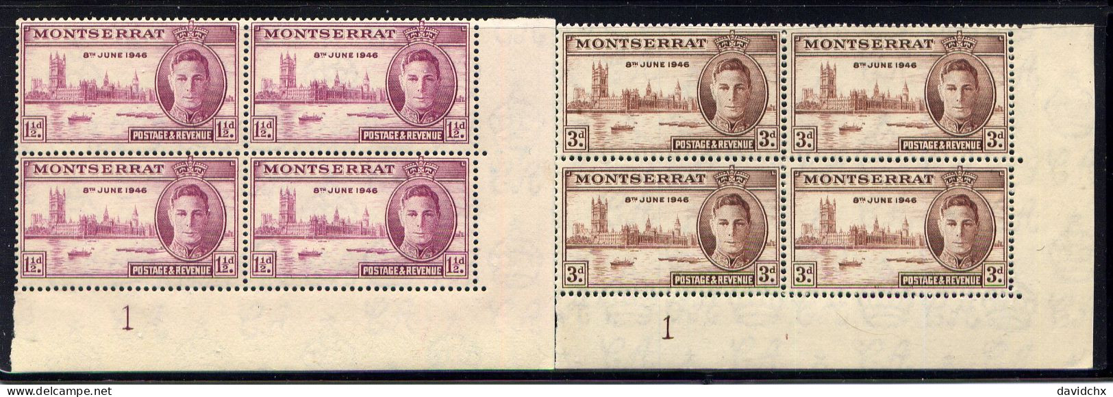 BRITISH EMPIRE, 1946 PEACE ISSUE, 5 DIFFERENT PLATE BLOCK SETS, MLH - Malta (...-1964)