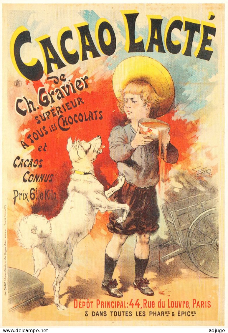 CPM-Affiche Publicité Cacao Lacté De Ch. Gravier * Affiche Signée L. Lefevre *Garçonnet Et Son Chien - Pubblicitari