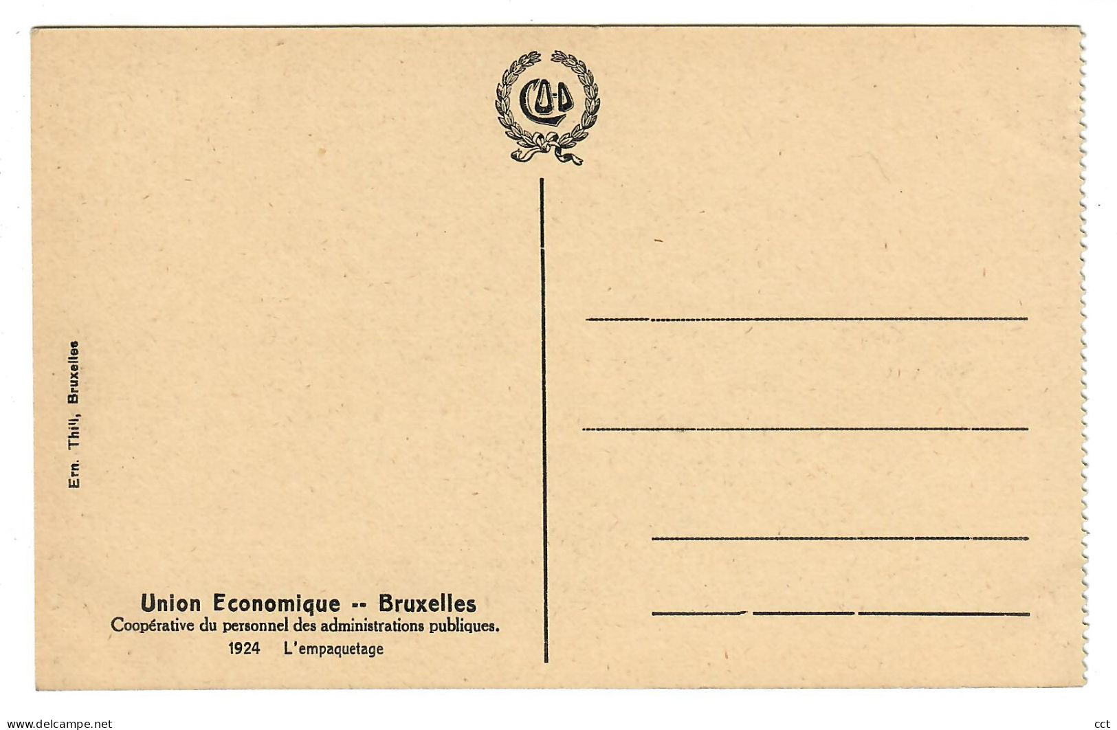 Bruxelles Union Economique 1924  L'empaquetage - Brüssel (Stadt)