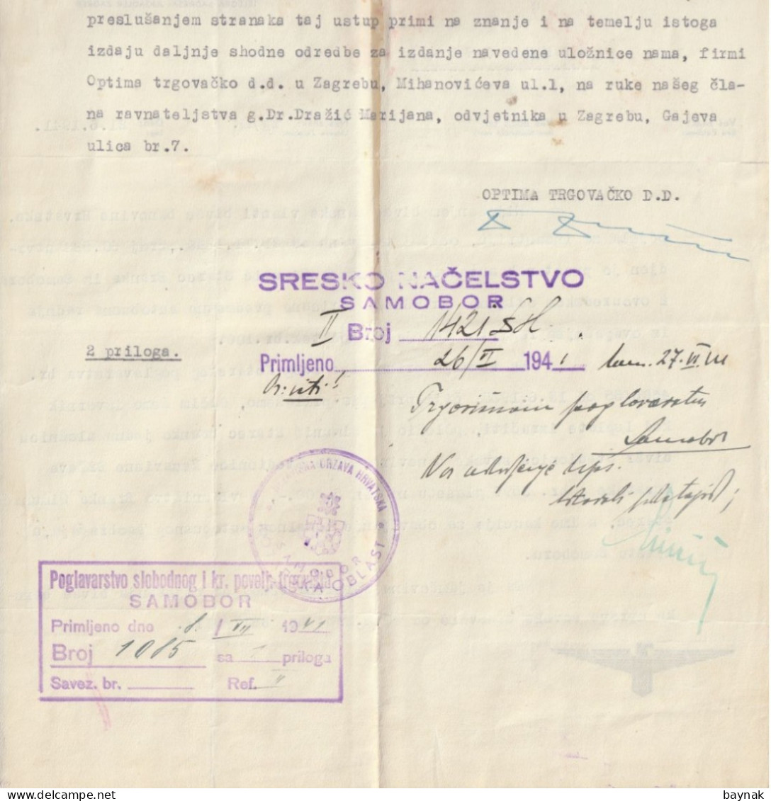 CROATIA  --  NDH  - NEZAVISNA DRZAVA HRVATSKA   --  FACTURE:  ADLERWERKE  --  ZAGREB    --   TAX STAMP, BILJEG - Sonstige & Ohne Zuordnung