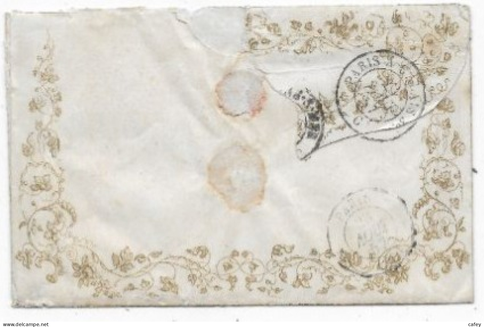 Enveloppe VALENTINE + Lettre Décorée  Càd LA CHAPELLE ST DENIS SEINE   PC S / Timbre N° 14  (verso Manque Partiel Rabat) - 1849-1876: Klassieke Periode