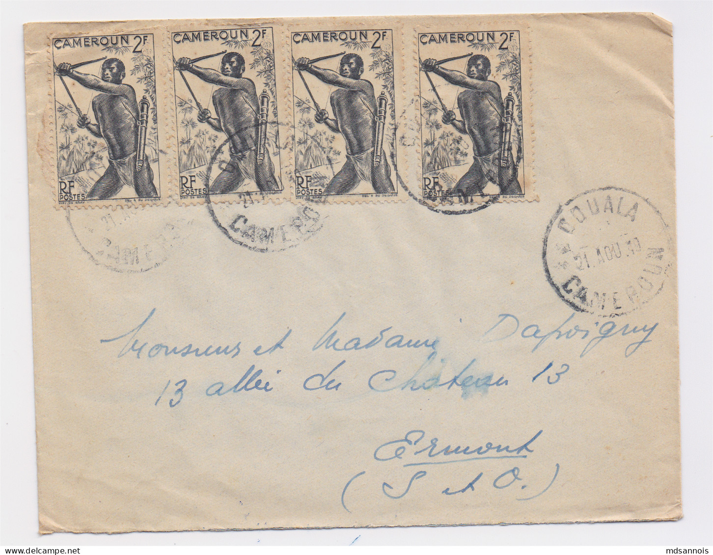 Enveloppe Cameroun Douala 21 Aout 1949 - Storia Postale