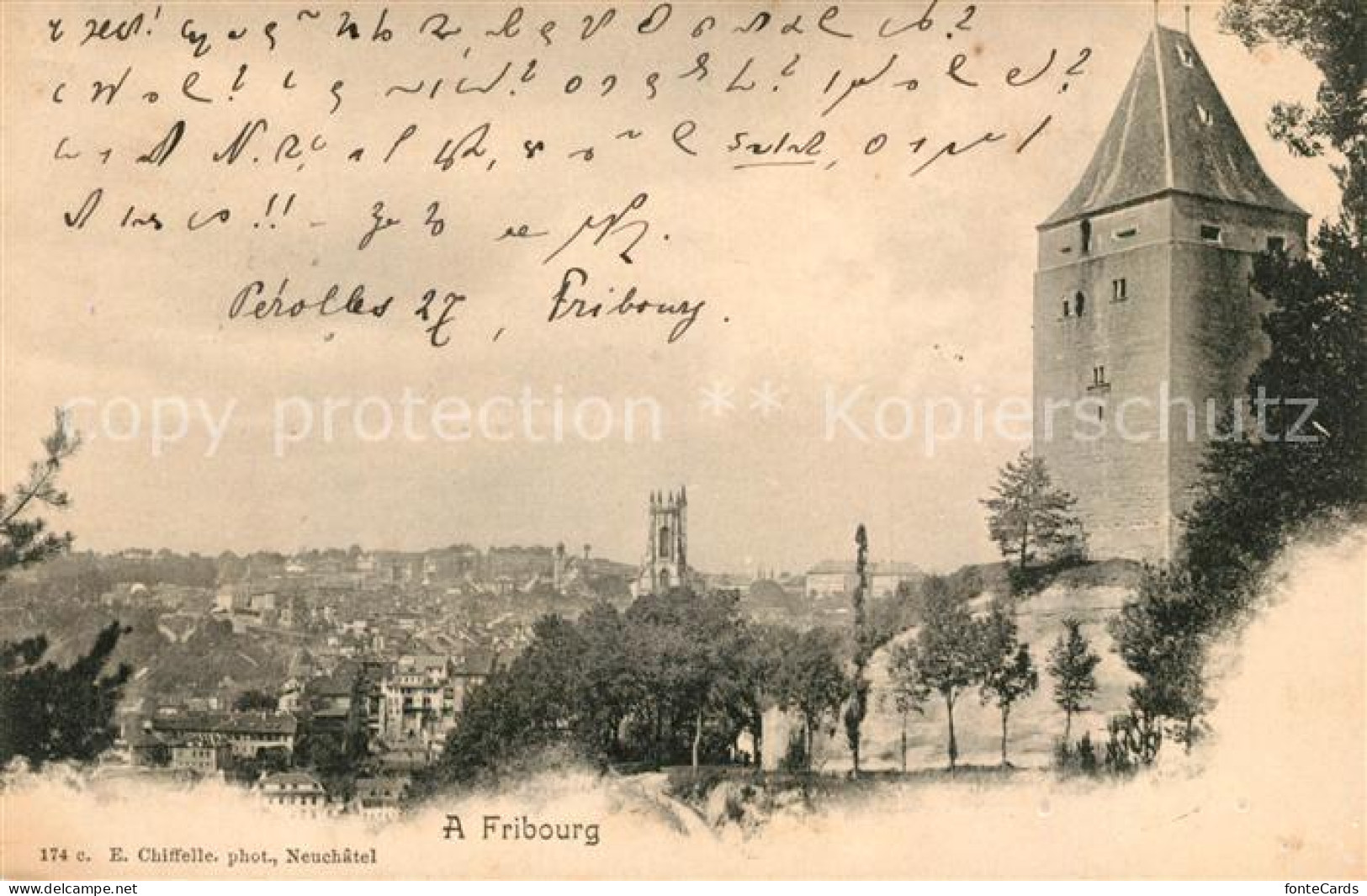 13064214 Fribourg FR Panorama Turm Fribourg - Andere & Zonder Classificatie