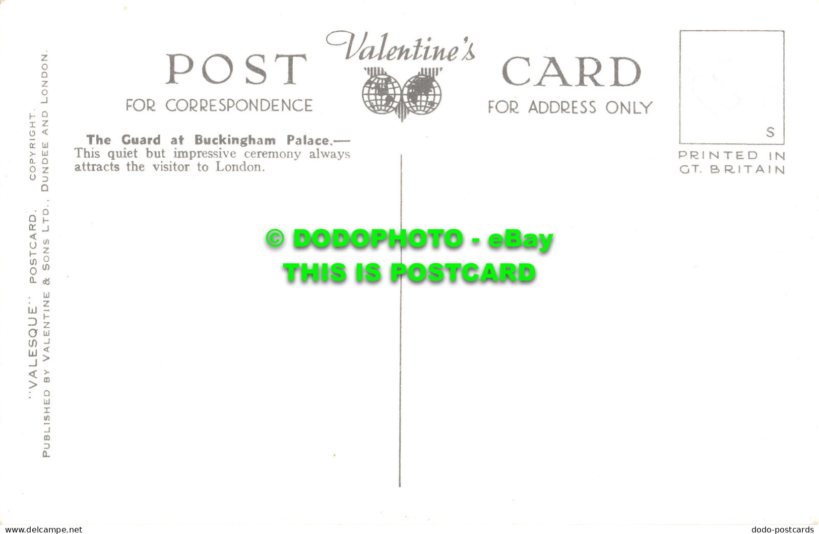 R530180 London. Changing The Guard. Buckingham Palace. Valentine. Valesque - Other & Unclassified