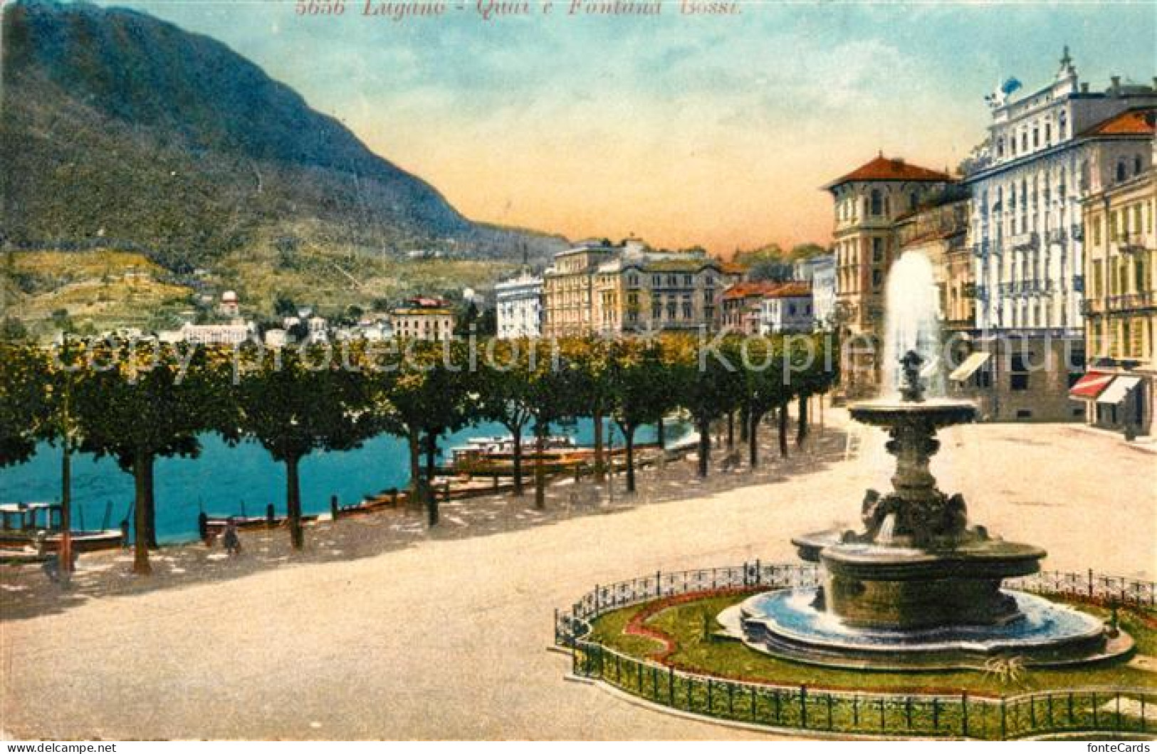 13063474 Lugano Lago Di Lugano Promenade Brunnen Lugano - Autres & Non Classés