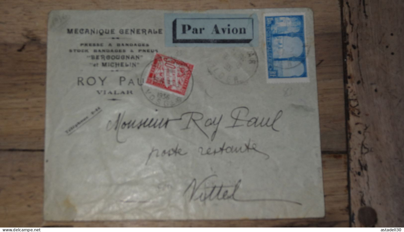 Enveloppe ALGERIE,  VIALAR, AVION, Taxée - 1936  ............ Boite1.......... 240424-19 - Storia Postale