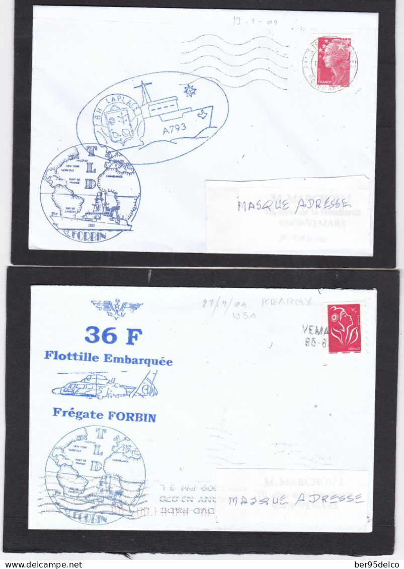 FREGATE FORBIN " D620 " 24 ENVELOPPES  AYANT VOYAGEES AVEC CACHETS ILLUSTRES DE BORD (12 SCANS X 2)