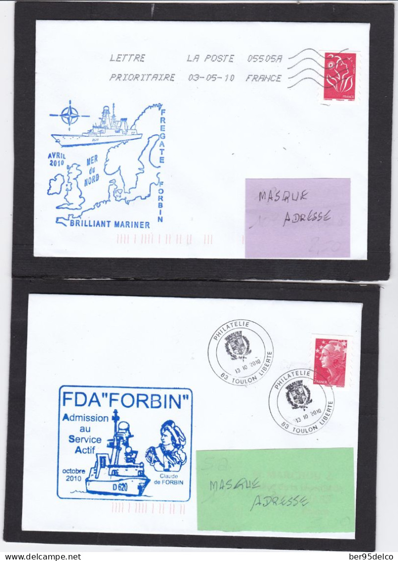 FREGATE FORBIN " D620 " 24 ENVELOPPES  AYANT VOYAGEES AVEC CACHETS ILLUSTRES DE BORD (12 SCANS X 2)