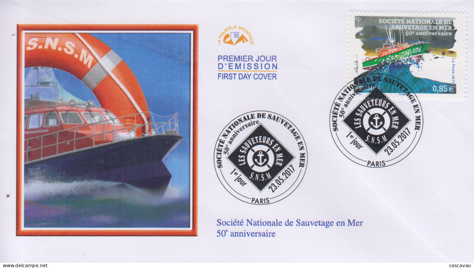 Enveloppe  FDC  1er  Jour    FRANCE   50éme   Anniversaire   Société   Nationale  De   Sauvetage  En   Mer    2017 - 2010-2019