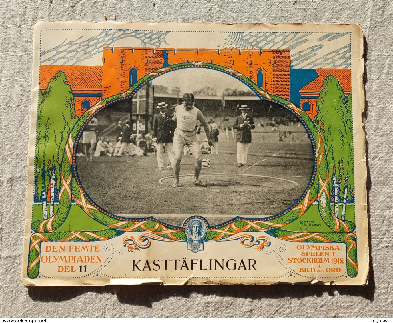 Olympic Games Stockholm 1912 - Throwing -  Original Old Program/ Review #11. Scarce But In Quit Bad Condition - Otros & Sin Clasificación