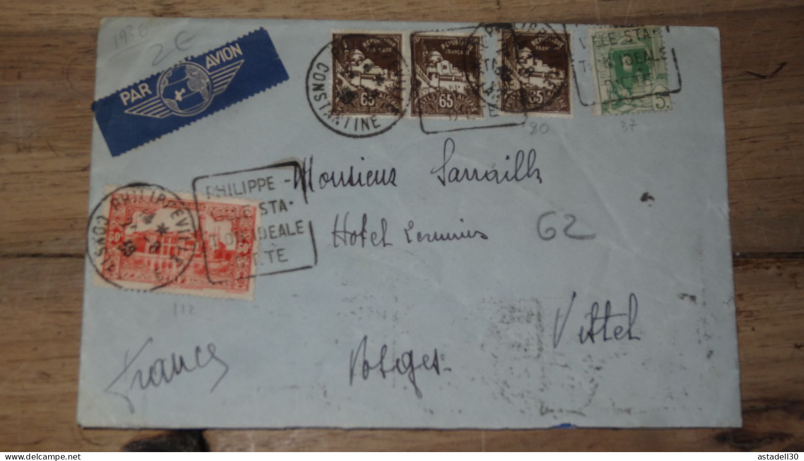 Enveloppe ALGERIE,  AVION, Philippeville, Daguin - 1939  ............ Boite1.......... 240424-20 - Cartas & Documentos